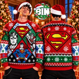 Superman Merry Christmas Gift For Man Best Gift For Fan 2026 Ugly Christmas Sweater