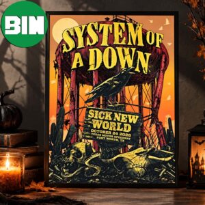 System Of A Down Fort Worth TX Event Poster At Texas Motor Speedway In Fort Worth TX Sick New World On October 24 2026 Home Decor Poster Canvas