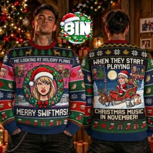 Taylor Swift Funny Me Looking At Holiday Christmas Day Gift For Fans Ugly Christmas Sweater