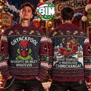 The Grinch X Deadpool Marvel Studio Funny Best Gift For Families Ugly Christmas Sweater