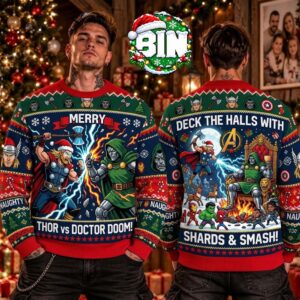 Thor X Doctor Doom Marvel Studíos  2026 Christmas Day Gift For Fan Marvel Lover Ugly Christmas Sweater