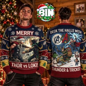 Thor x Loki Marvel Studios Best Gift Christmas For Fan  Gift For Him Ugly Christmas Sweater