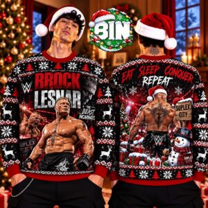 WWE Brock Lesnar Merry Christmas Eat Sleep Repeat Best Gift For Fan  2026 Ugly Christmas Sweater